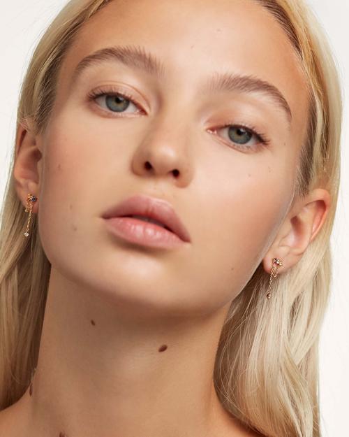 0.05 TCW Multi Round  Lab Made Diamond Chained Earrings 5