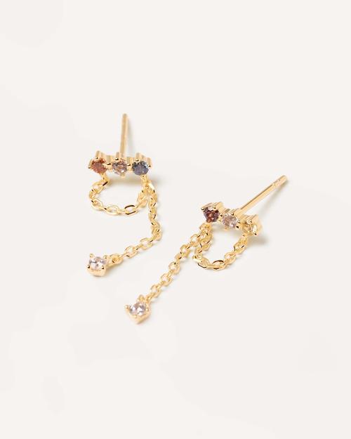 0.05 TCW Multi Round  Lab Made Diamond Chained Earrings