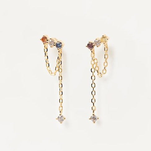0.05 TCW Multi Round  Lab Made Diamond Chained Earrings 1