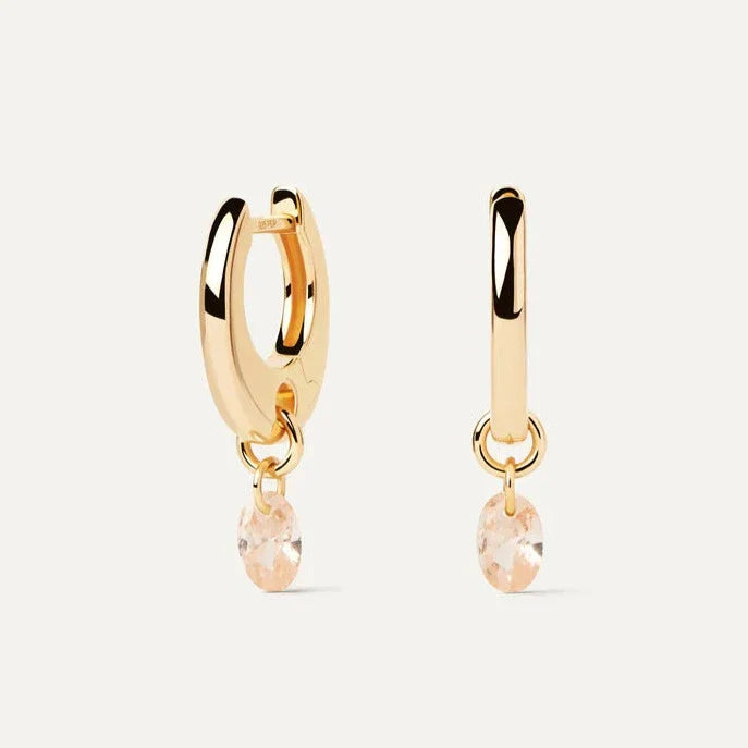 Pink Amethyst Lab Grown Diamond Hoop Earrings 1