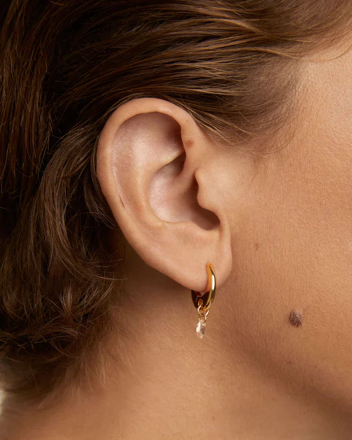 Pink Amethyst Lab Grown Diamond Hoop Earrings 2