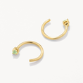 Load image into Gallery viewer, Elegant 0.06 TCW Round Peridot Gemstone Open Hoop Earrings
