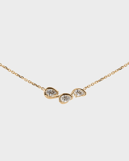 1.0 TCW Pear Lab Grown Diamond Three Stone Necklace 2
