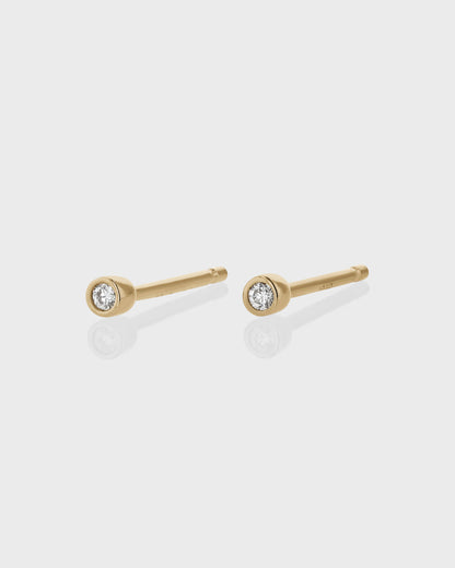 0.05 TCW Round Lab Grown Diamond Gold Bezel Stud Earrings 1