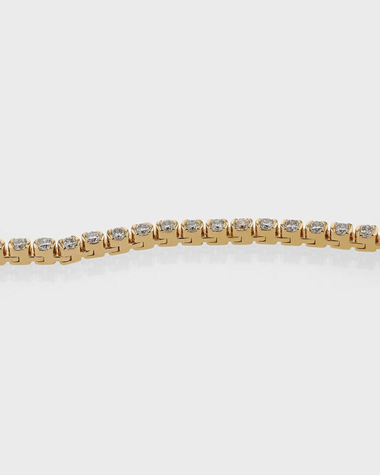 Radiant 3.0 TCW Round Cut Tennis Necklace in Gold