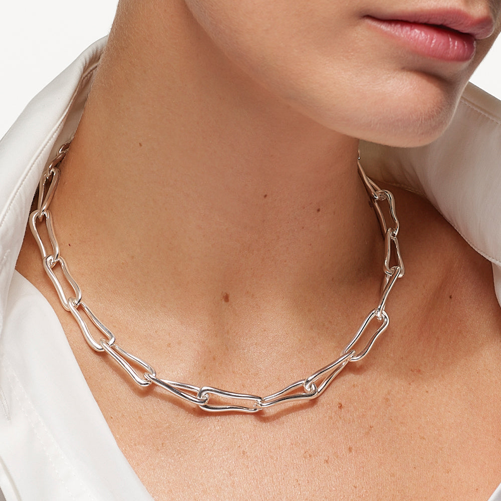 Pinched Paperclip Chain Necklace in Silver 3