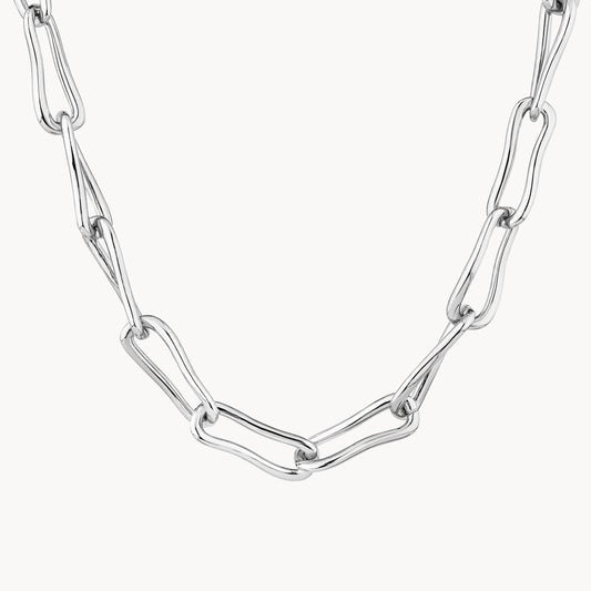 Pinched Paperclip Chain Necklace in Silver