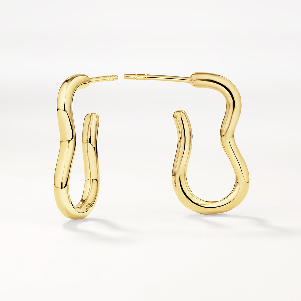 Elegant Wave Gold Hoop Earrings