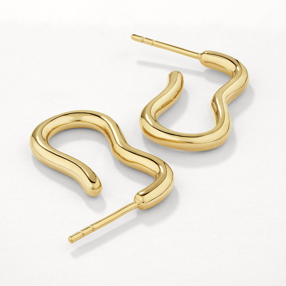 Elegant Wave Gold Hoop Earrings