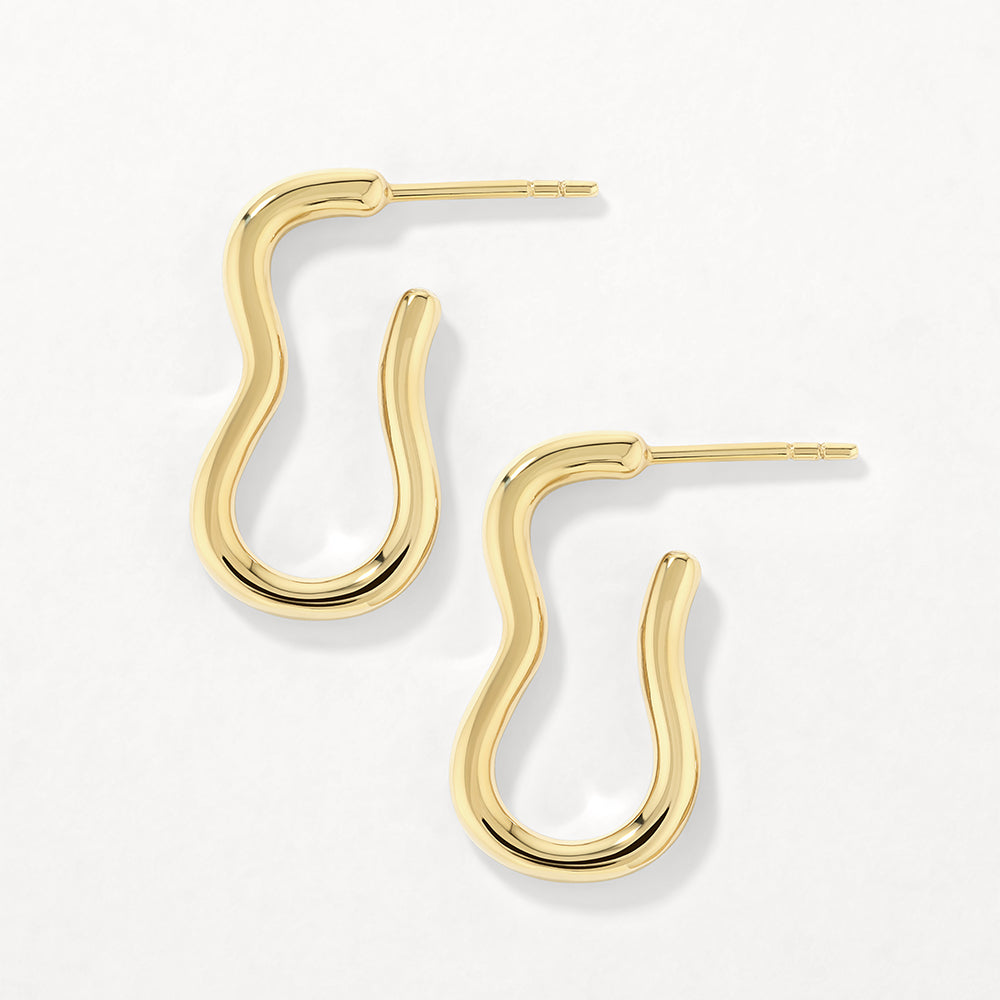 Elegant Wave Gold Hoop Earrings