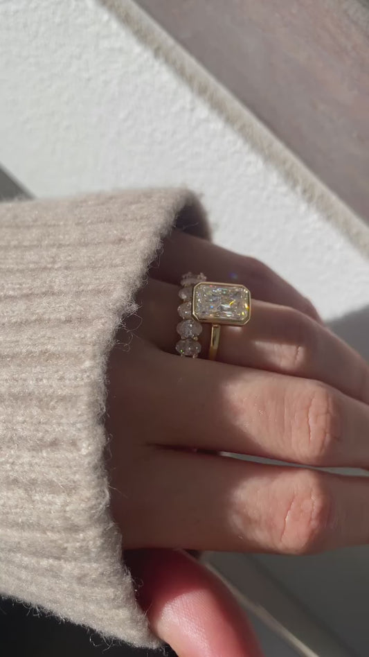 Solitaire & Bezel-Radiant Lab Grown Diamond Engagement Ring