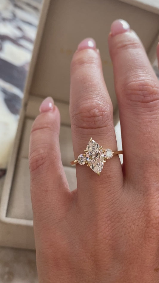 Three Stone-Marquise Lab Grown Diamond Engagement Ring