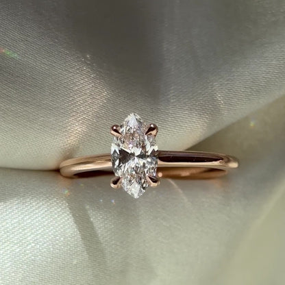 Solitaire Cathedral- 0.70 CT Marquise Moissanite Engagement Ring
