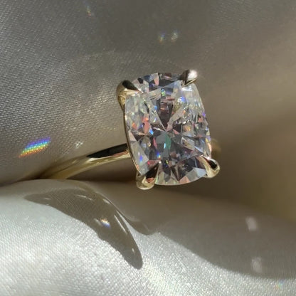 Solitaire- 4.2 CT Elongated Cushion Moissanite Engagement Ring