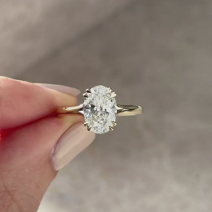 Solitaire Split Shank & Double Prong-Oval Cut Lab Grown Diamond Engagement Ring