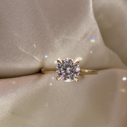 Solitaire Cathedral- 1.5 CT Round Moissanite Engagement Ring