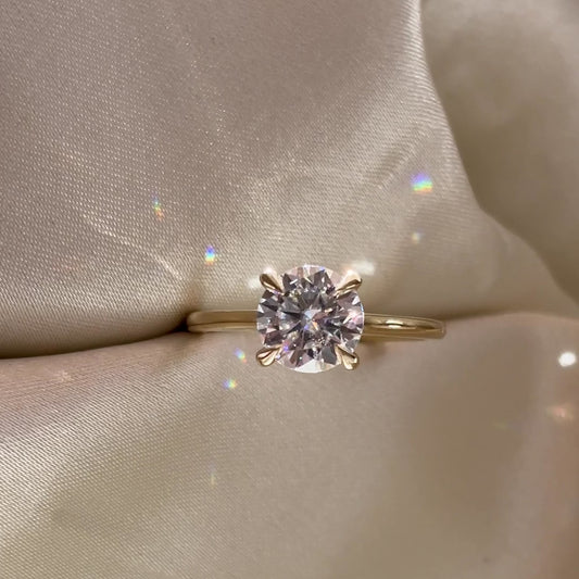 Solitaire Cathedral- 1.5 CT Round Moissanite Engagement Ring