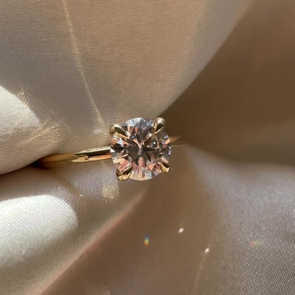 Solitaire Cathedral- 1.5 CT Round Moissanite Engagement Ring