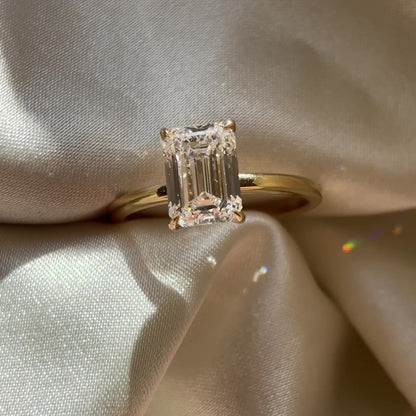 Solitaire- 2.2 CT Emerald Moissanite Engagement Ring