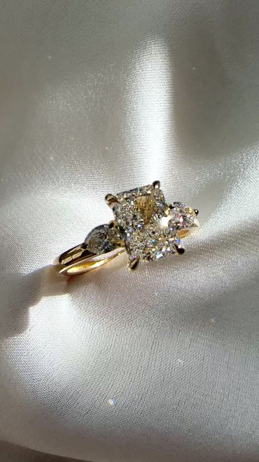 Three Stone-Radiant Lab Grown Diamond Engagement Ring