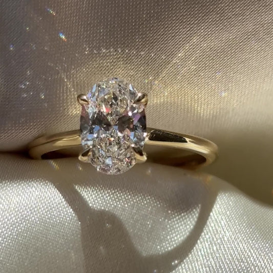 Solitaire Low Profile- 1.5 CT Oval Moissanite Engagement Ring
