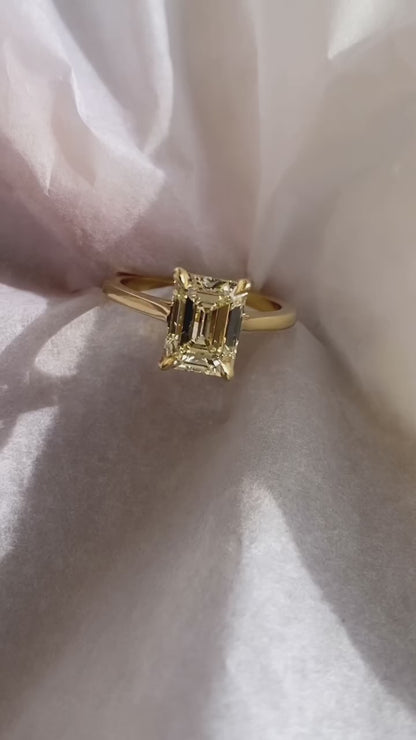 Solitaire & Cathedral-Emerald Lab Grown Diamond Engagement Ring