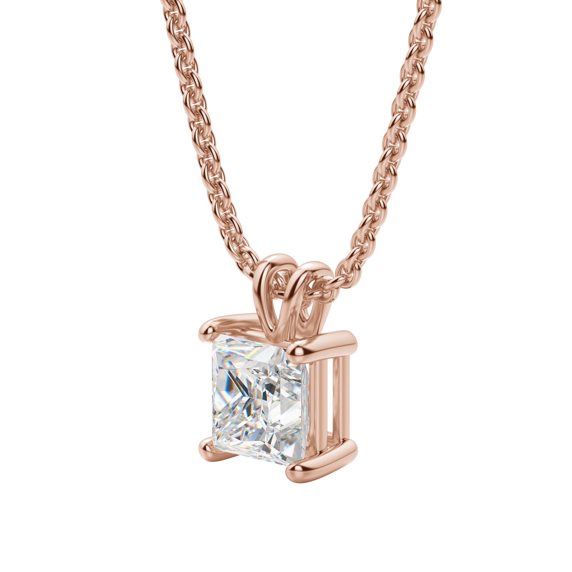 Radiant 1.0 CT Princess Cut Lab-Grown Diamond Solitaire Necklace