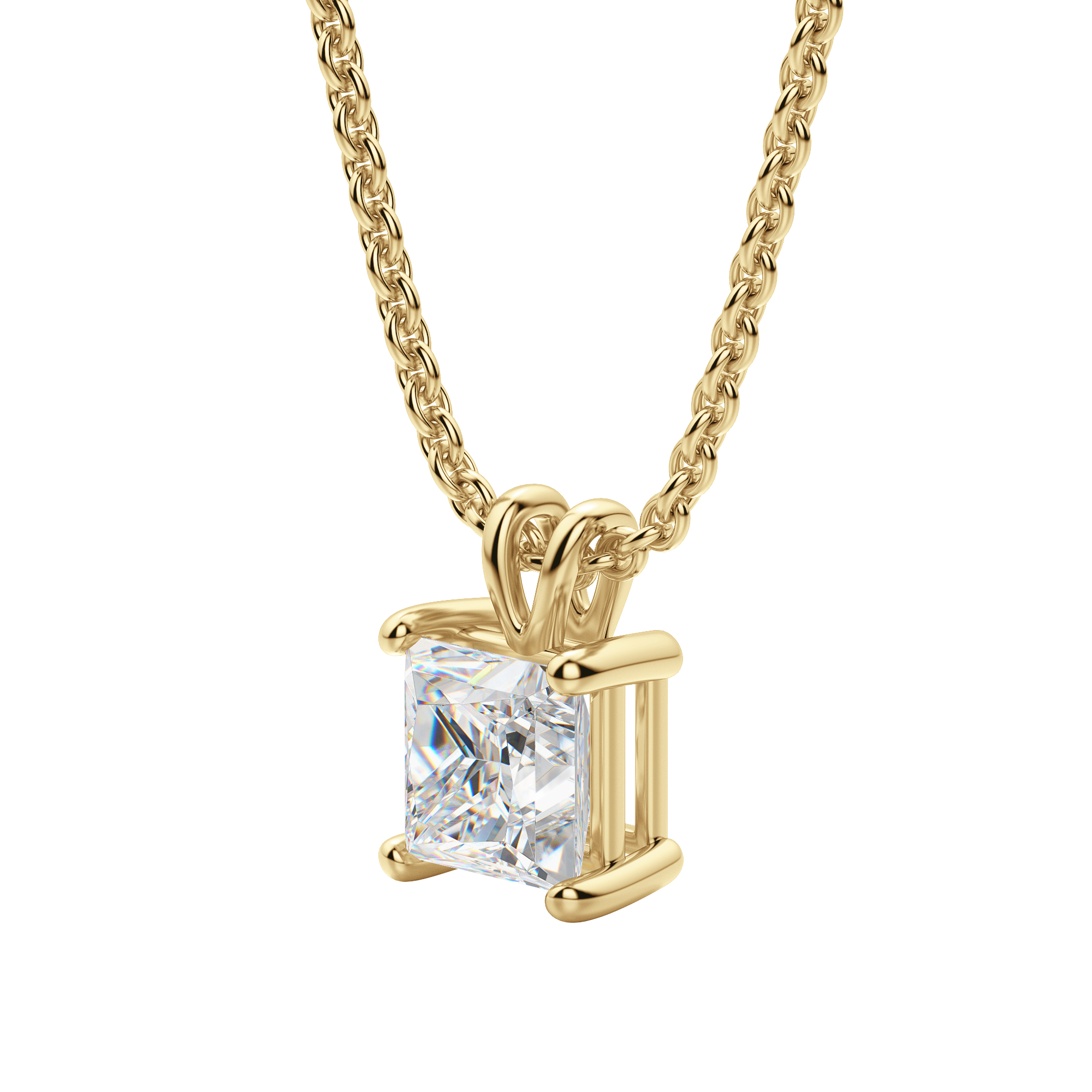 Radiant 1.0 CT Princess Cut Lab-Grown Diamond Solitaire Necklace