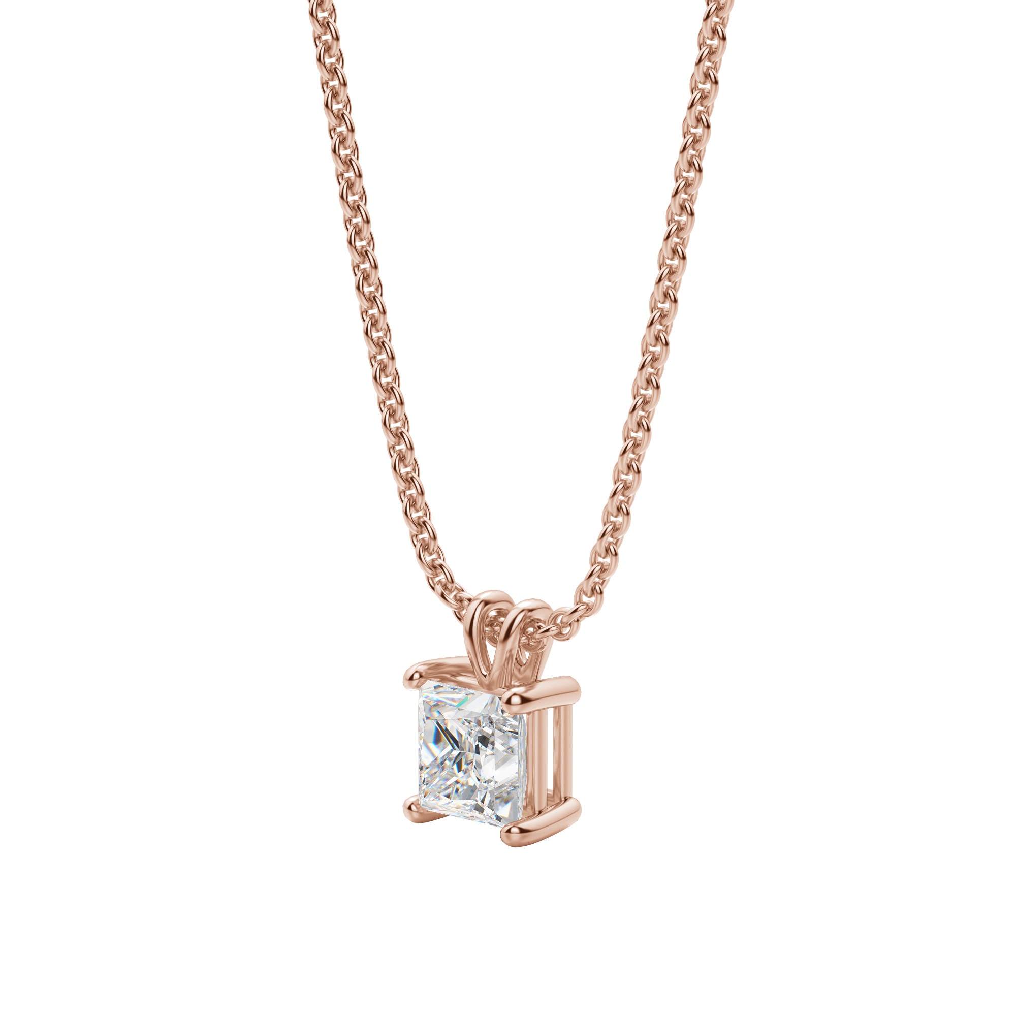 Radiant 1.0 CT Princess Cut Lab-Grown Diamond Solitaire Necklace