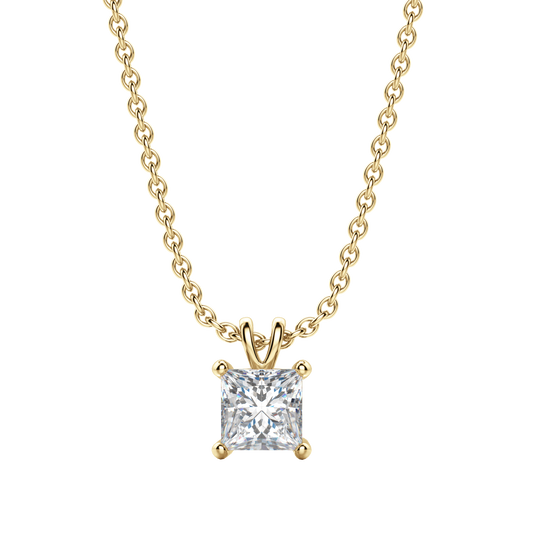 Radiant 1.0 CT Princess Cut Lab-Grown Diamond Solitaire Necklace