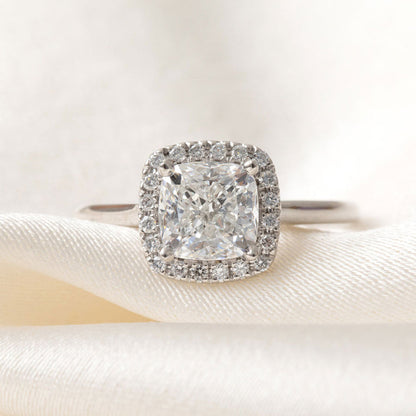 Halo-1.0 Cushion Lab Grown Diamond Engagement Ring