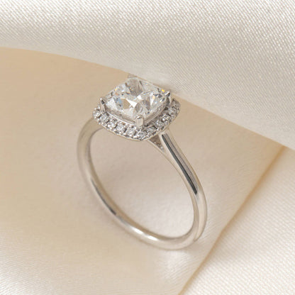 Halo-1.0 Cushion Lab Grown Diamond Engagement Ring