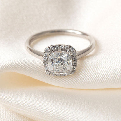 Halo-1.0 Cushion Lab Grown Diamond Engagement Ring