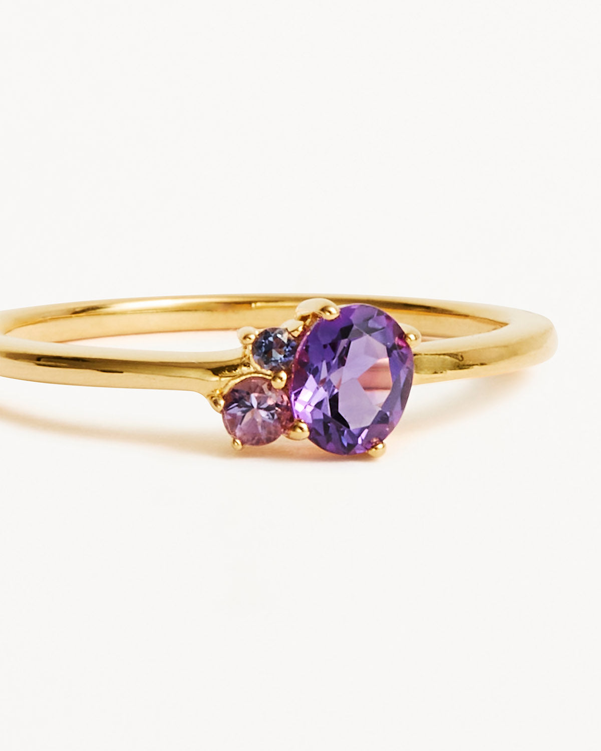 1.0 CT Oval Cluster Purple Amethyst Engagement Ring