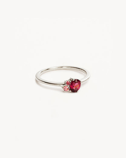 1.0 CT Oval Red Ruby and Pink Gemstone Diamond Cluster Ring 1