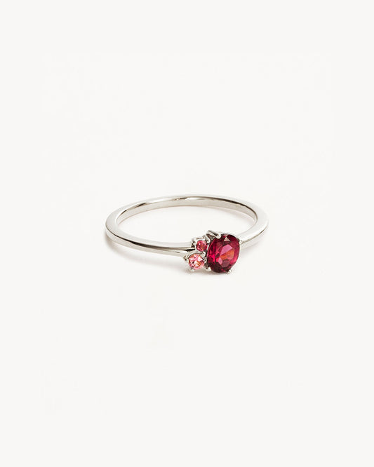 1.0 CT Oval Red Ruby and Pink Gemstone Diamond Cluster Ring