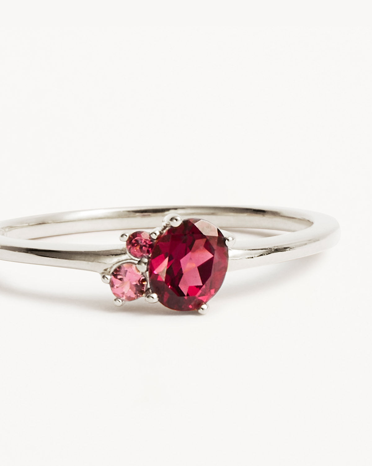 1.0 CT Oval Red Ruby and Pink Gemstone Diamond Cluster Ring