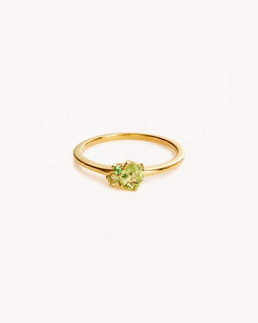 1.0 CT Oval Green Topaz Lab Grown Diamond Cluster Engagement Ring