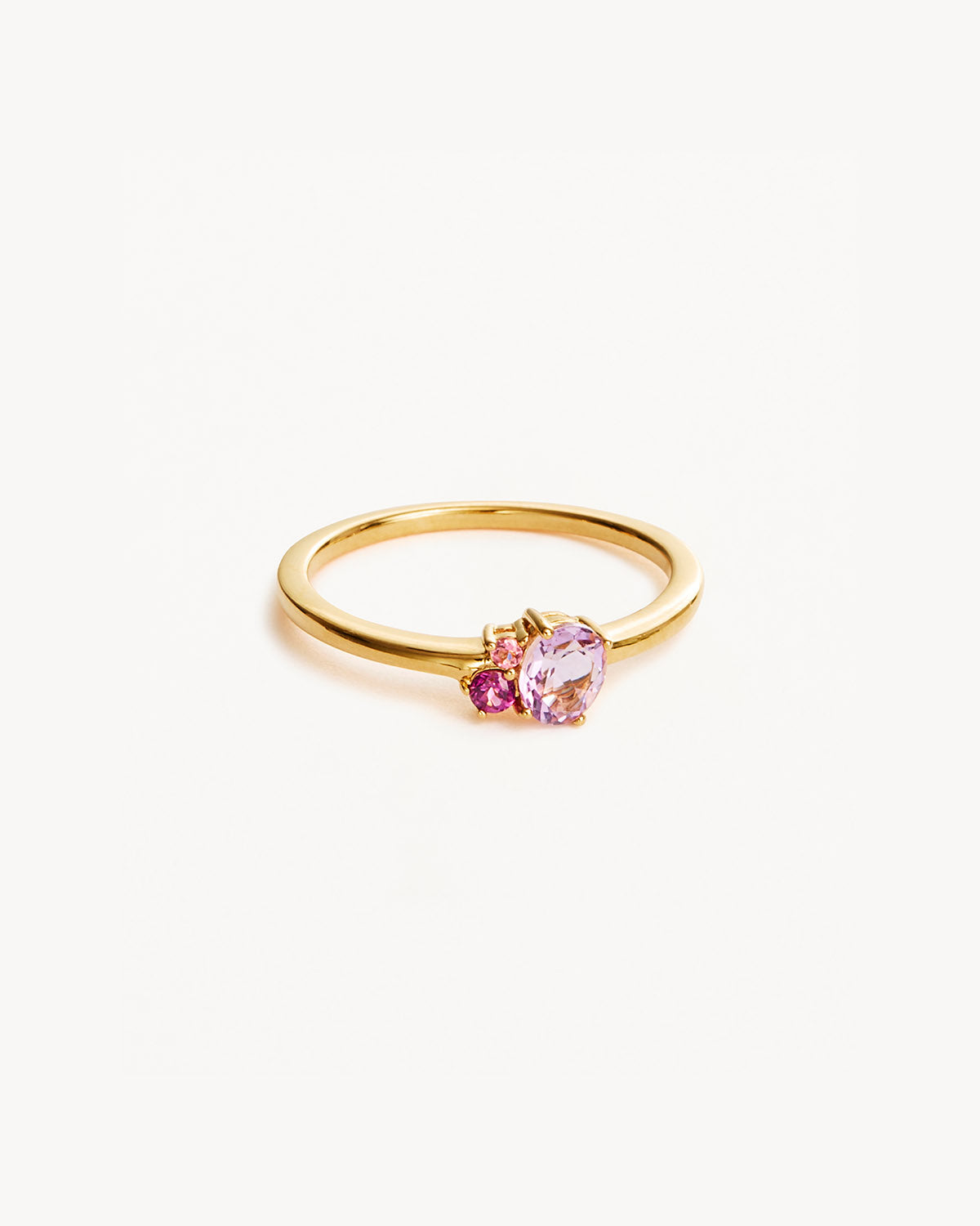 1.0 CT Oval Pink Amethyst and Lab Grown Diamond Gold Ring