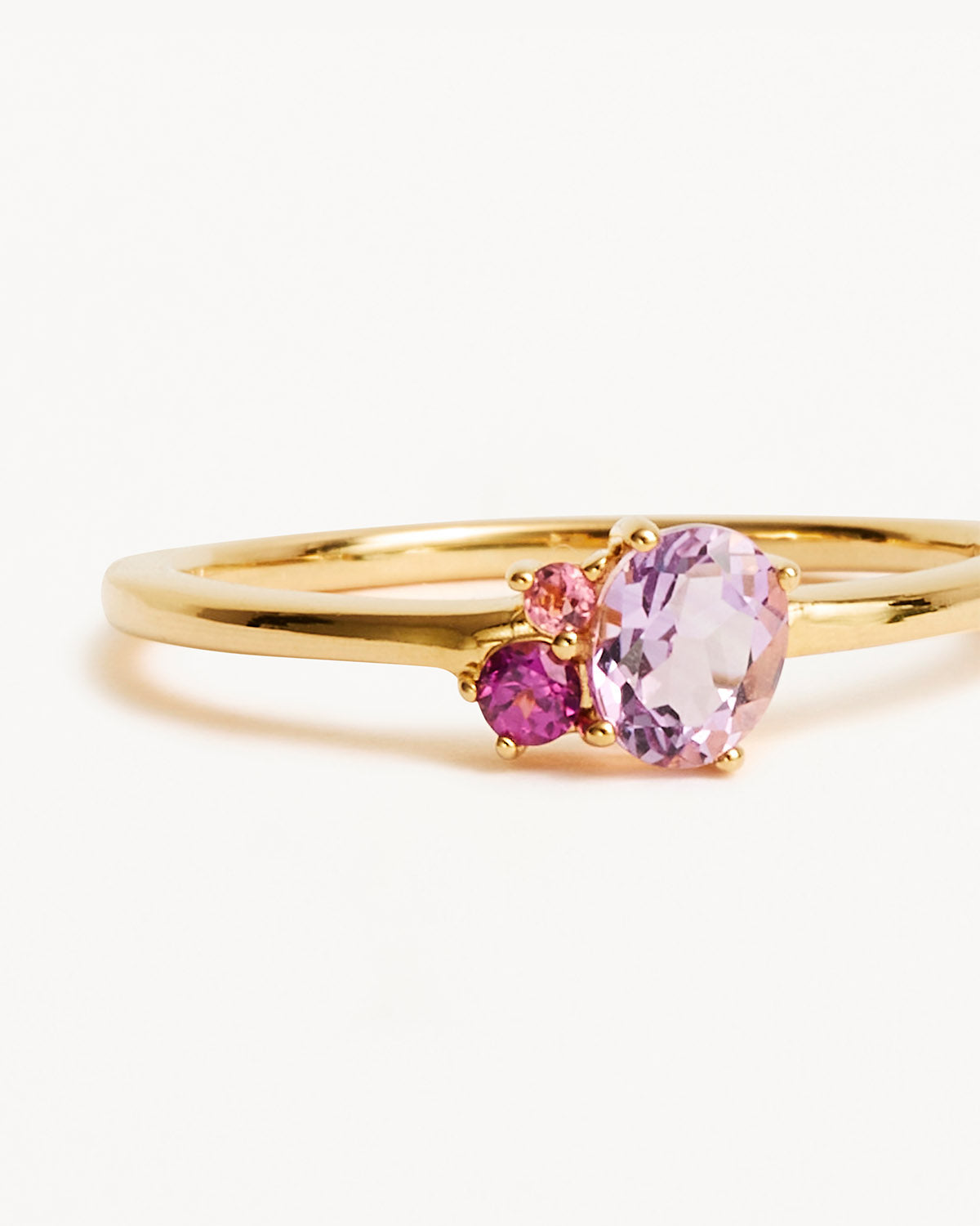 1.0 CT Oval Pink Amethyst and Lab Grown Diamond Gold Ring