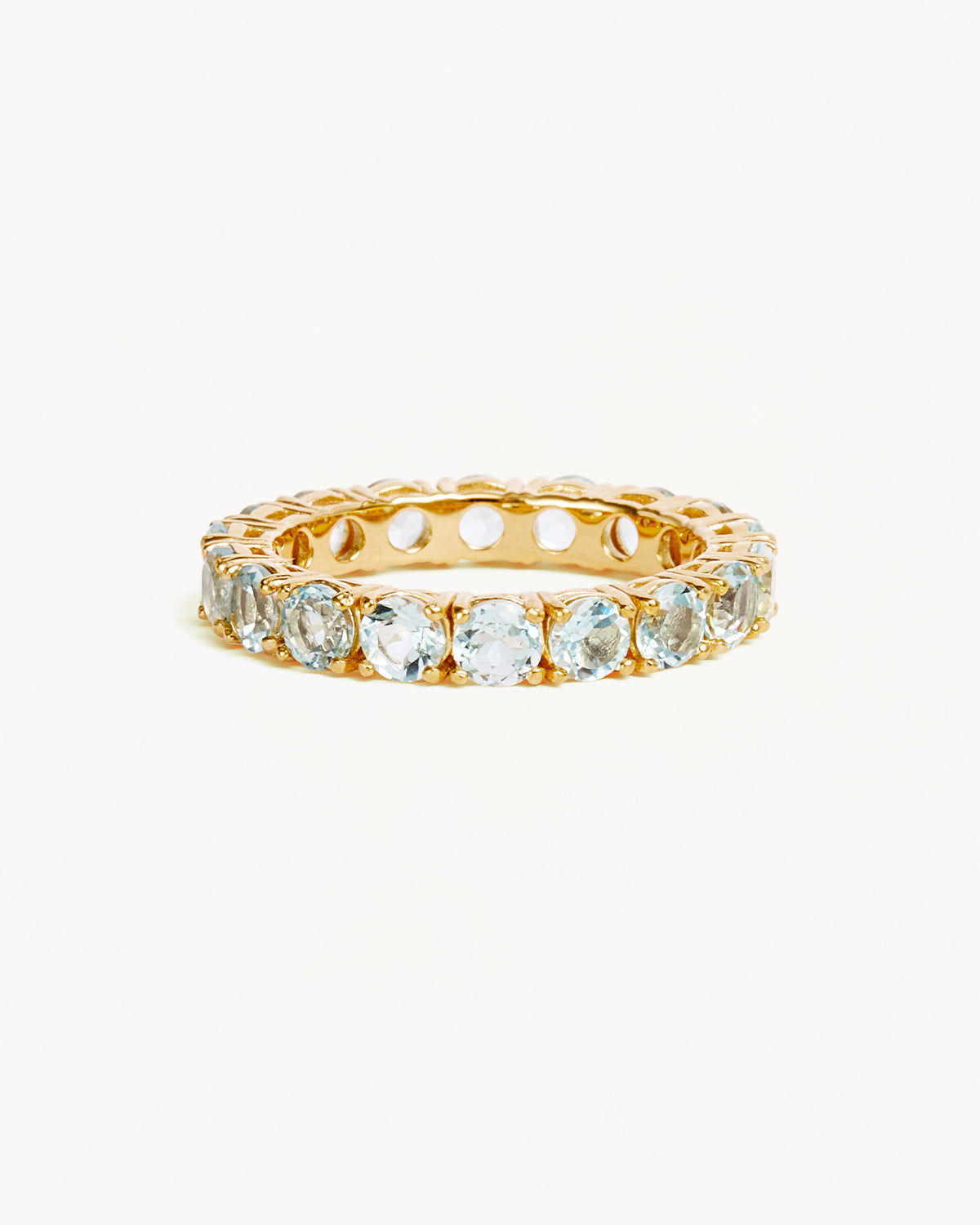 2.0 TCW Round Blue Topaz Lab-Grown Diamond Eternity Wedding Band 1