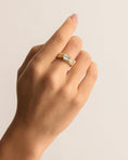 Load image into Gallery viewer, 1.0CT Emerald-Cut Blue Topaz and Lab Grown Diamond Engagement Ring 2
