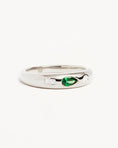 Load image into Gallery viewer, Elegant Lab-Made Diamond Wedding Band with Green Pear Emeralds
