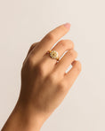 Load image into Gallery viewer, Radiant Halo Engagement Ring with 0.50 CT Round Yellow Topaz Lab Made Diamonds
