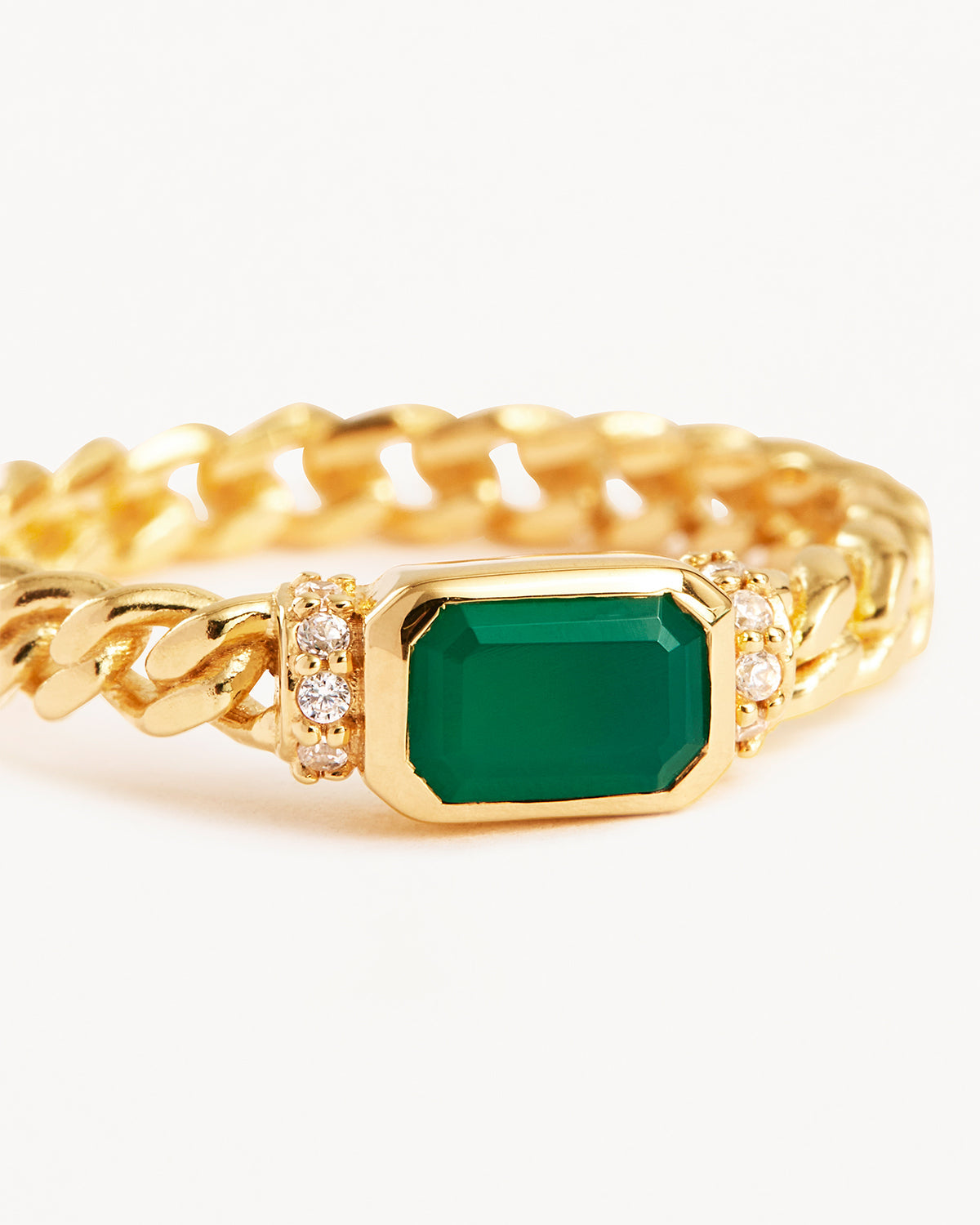 1.0 CT Emerald Cut Green Gemstone Gold Braided Ring