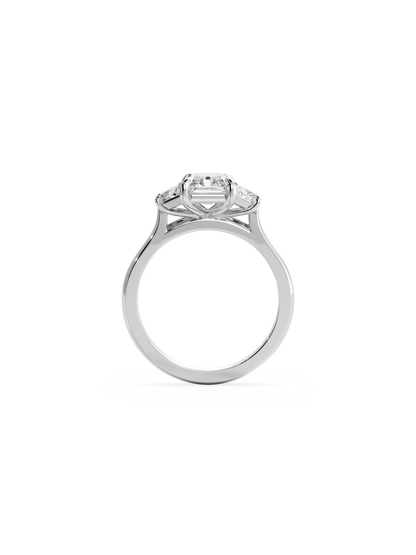 Three Stone-Radiant Lab Grown Diamond Engagement Ring