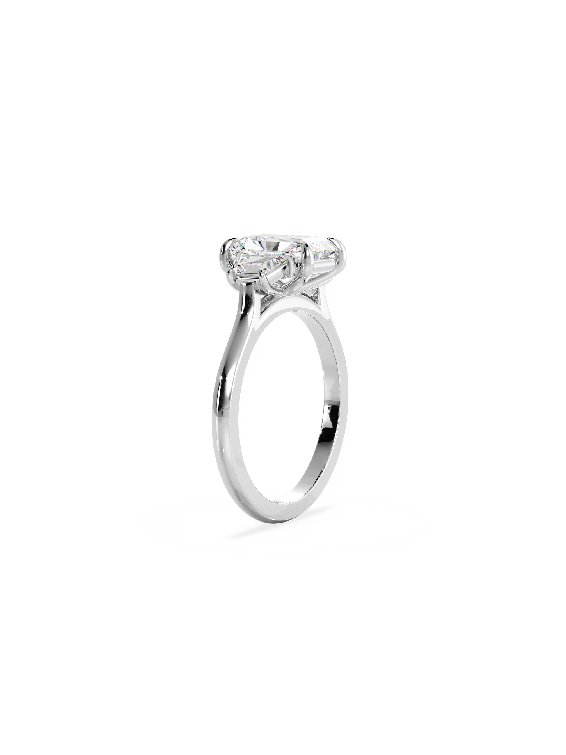 Three Stone-Radiant Lab Grown Diamond Engagement Ring