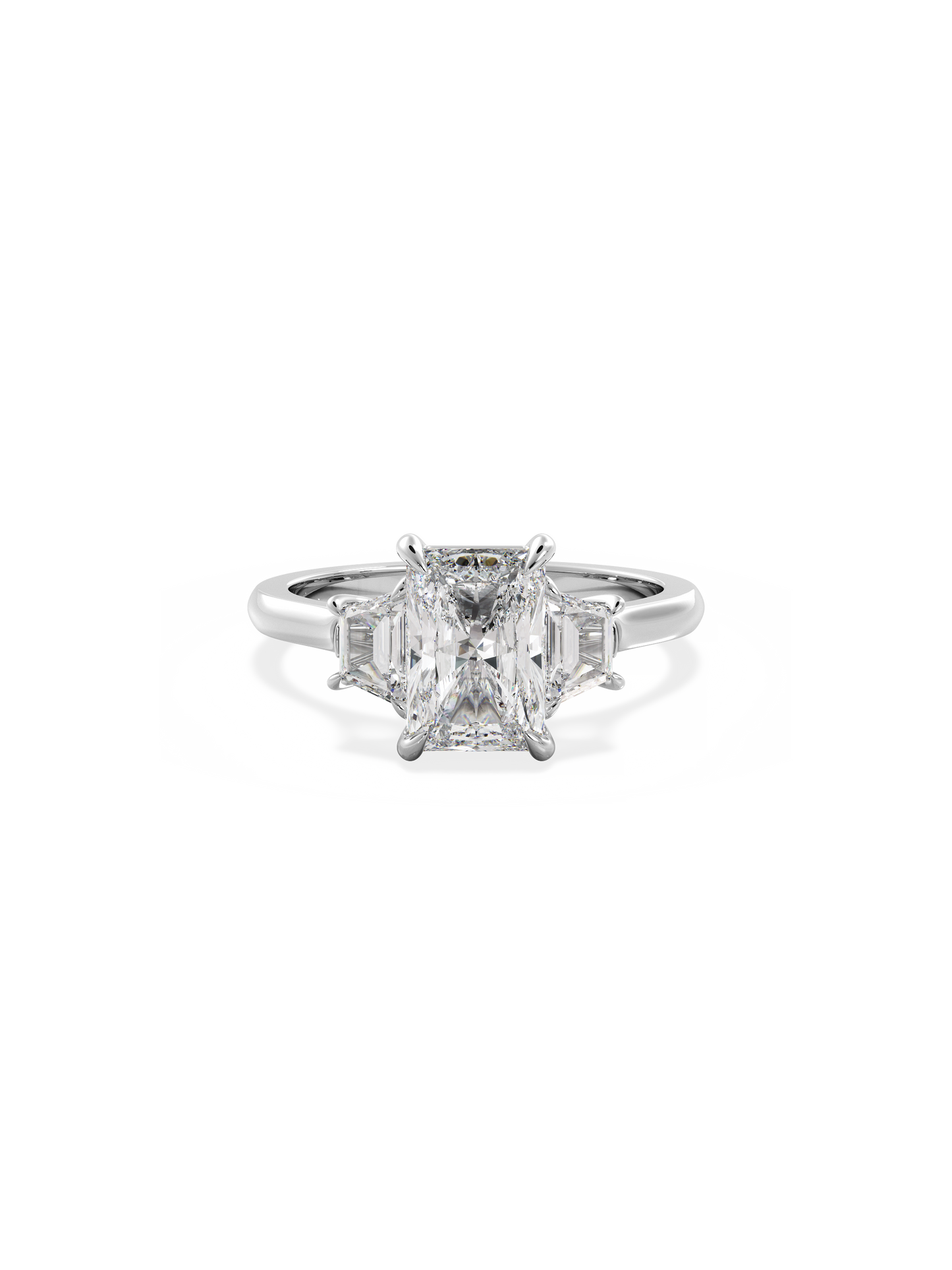 Three Stone-Radiant Lab Grown Diamond Engagement Ring