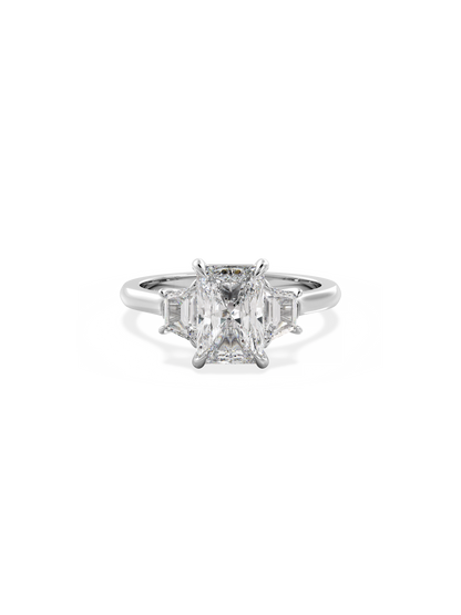 Three Stone-Radiant Lab Grown Diamond Engagement Ring