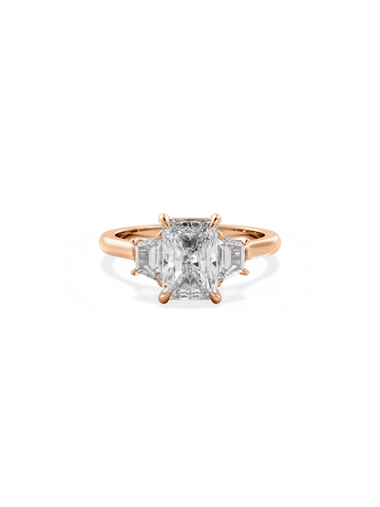 Three Stone-Radiant Lab Grown Diamond Engagement Ring